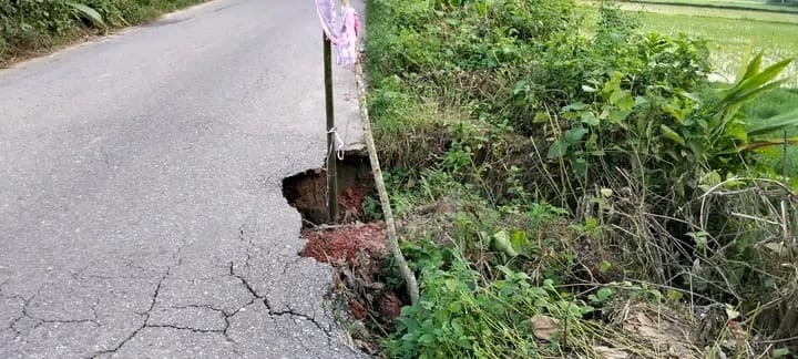 শ্রীপুরের বেতজুরি বাজারে আঞ্চলিক সড়কে বড় গর্ত, চরম দু*র্ভো*গে এলাকাবাসী